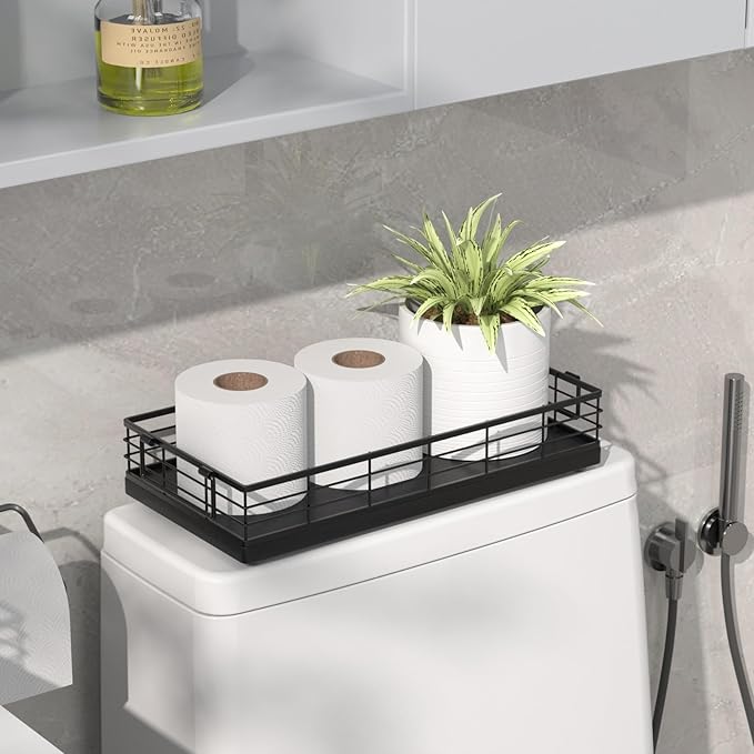 Toilet Paper Basket, 2PCS 13 Inch Bathroom Basket Tank Tray Top Storage Toiletries Organizer for Bathroom, Living Room and Kitchen