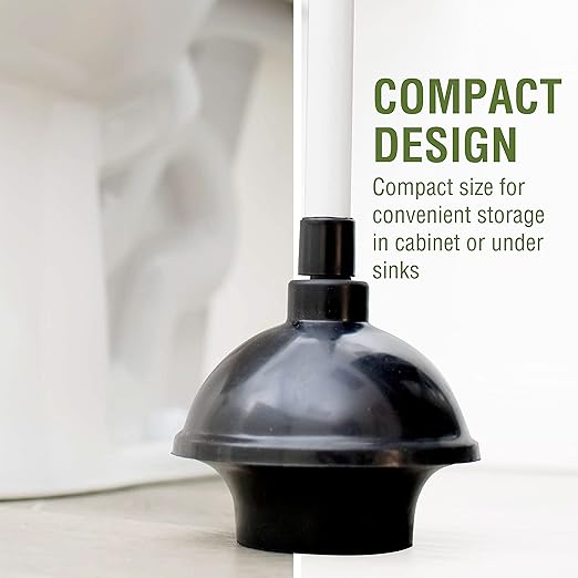 LDR 512 3310A Toliet Handle Double Thrust Rubber Force Cup Removes Clogs for Bathrooms, Kitchens, Baths, Showers, Powerful Commercial and Residential, Plastic Flange Plunger