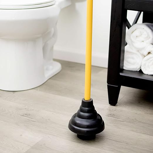 LDR 512 3410A Heavy Duty Drain Handle Double Thrust Rubber Force Cup Removes Clogs for Bathrooms, Kitchens, Baths, Showers, Powerful Commercial and Residential, 26.40"X5.35", Wood Flange Plunger