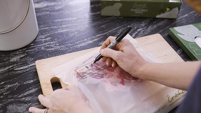 100% Compostable Food Storage Bags [Gallon 50 Pack] Eco-Friendly Freezer Bags, Resealable Bags, Heavy-Duty, Reusable, Off-White by Earth's Natural Alternative