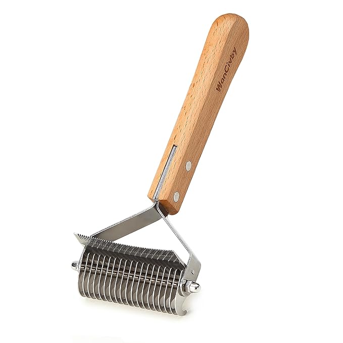 Undercoat Rake Pet Brush with Square Handle, Premium Dematting Comb & Cat Dog Shedding Tool, Efficient Grooming Brush for Detangling Mats & Loose Fur, Ideal for Large Medium Small Dogs and Cats