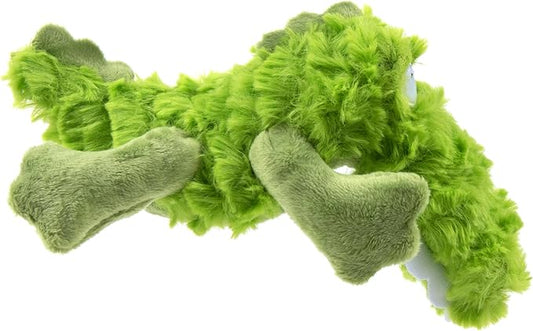 goDog PlayClean Gator Squeaky Plush Dog Toy with Odor-Eliminating Essential Oils, Chew Guard Technology - Green, Small