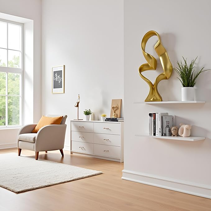 15" Modern Abstract Ribbon Decorative Sculpture, Knot Sculptures,Home Decor,Coffee Table Statues,Dining Living Room Desk Decor,Golden