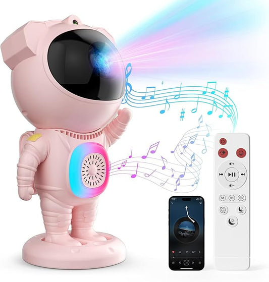 Astronaut Galaxy Projector,Space Projector,with Bluetooth Speaker and Remote Control,360° Adjustable Angle,Spaceman Star Kids Night Light, for Bedroom Ceiling Adult Birthday(Pink)