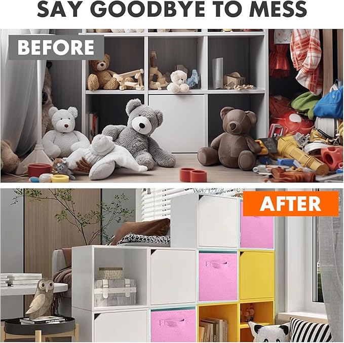 ShellKingdom Foldable Fabric Storage Cubes and Cloth Organizer Drawer for Closet and Toys, 2 Pack (Pink)