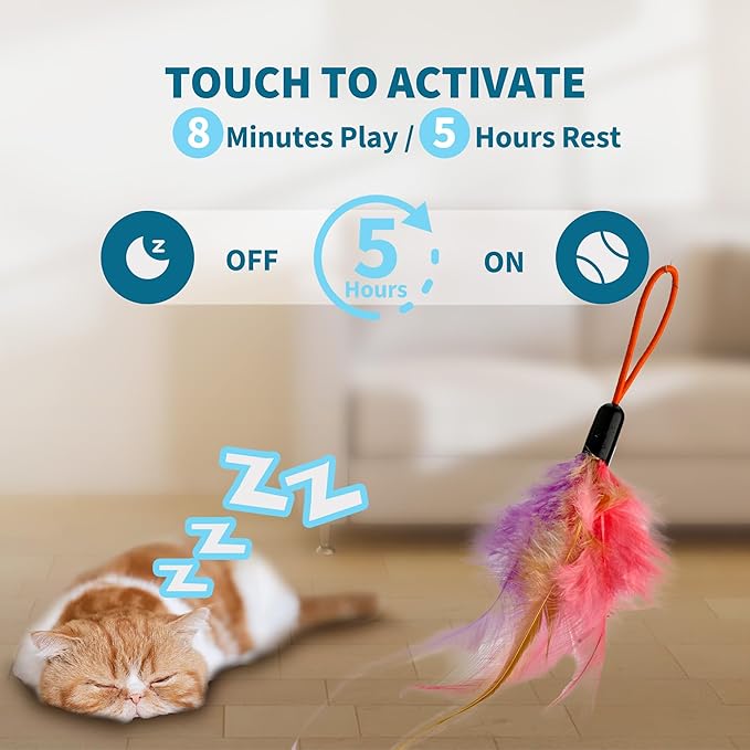 Interactive Cat Toys for Indoor Cats,Automatic String Feather Wand Teaser Enrichment Toy,USB-Rechargeable,Safe Self Play Chase Exercise,Hanging Cat Door Frame Toy for Bored Indoor Adult & Kitten Cats