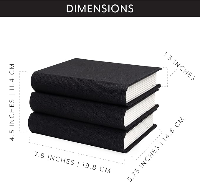 AuldHome Design Faux Book Stack (Black, Set of 3); Decorative Books for DIY Crafts and Home Decor