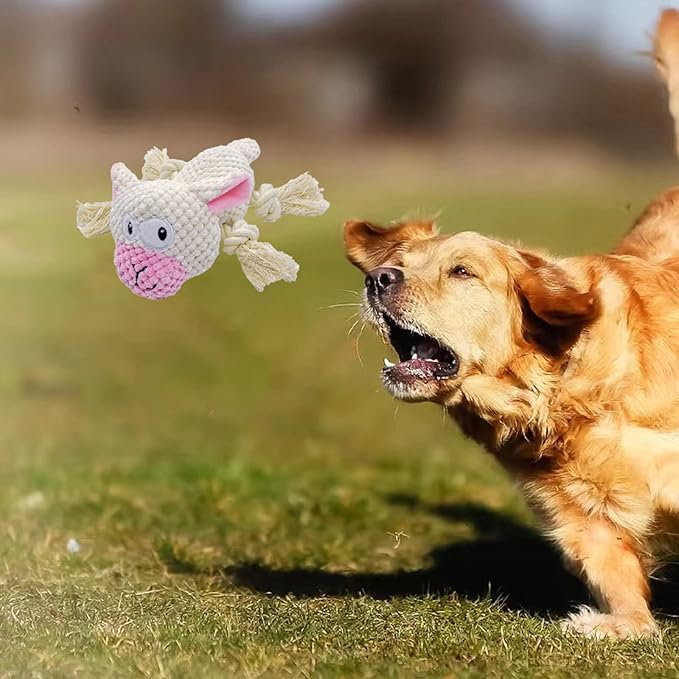 AIMETING Dog Toys, Durable Dog Chew Toys, Dog Squeak Toy with Fun Crinkle Paper, Plush Toys Suitable for Small, Medium, Large Dogs (Sheep)