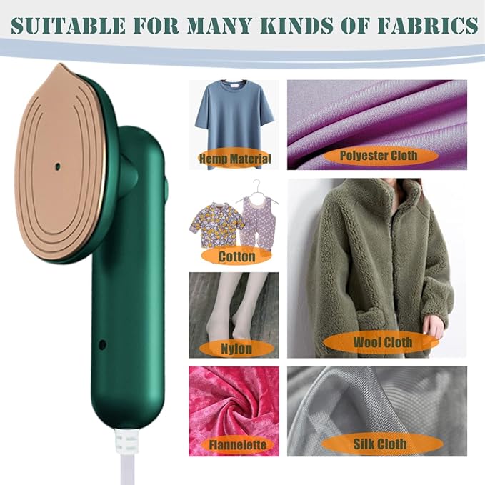 Mini Travel Iron for Clothes, Portable Mini Iron for Travel, Portable Mini Ironing Machine for Dry & Wet Ironing. (Green)
