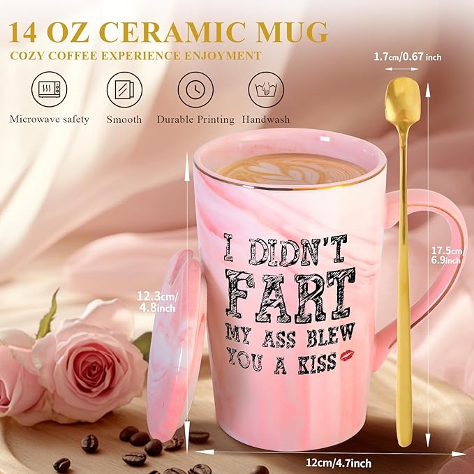 Personalized Ceramic Coffee Mug with Lid Tea Cup Women White Elephant Gifts Adult Christmas Gag Funny Weird Novelty Who Have Everything Prank Good Hilarious Naughty Dirty Unisex Secret Dirty Santa