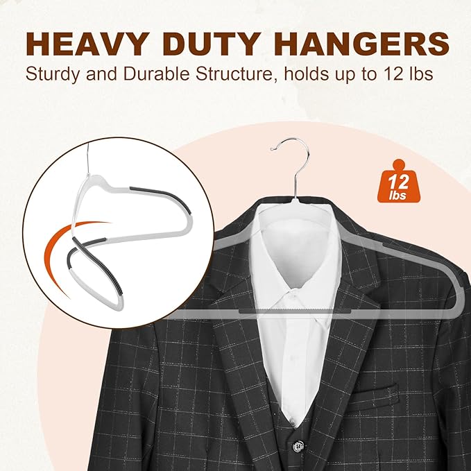 HOUSE DAY Heavy Duty Plastic Hangers 100 Pack, Clothes Hangers with Non-Slip Rubber Pads - 0.2 Inch Thin Space Saving Coat Hanger for Closet Organizer, 360° Swivel Hook for Shirts, Pants, Suit (White)