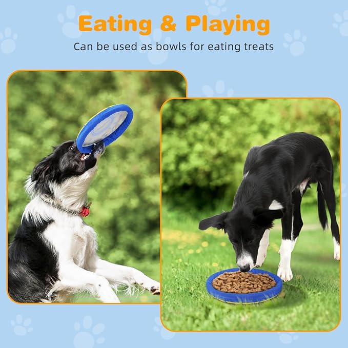 Nobleza 2 Pack Dog Flying Disc, Floatable Dog Disc Toy for Long-Distance Flies and Floats, Lightweight Soft Flying Discs Toy for Medium Large Dogs to Fetch & Catch, Blue & Yellow