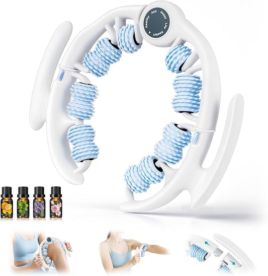 Cellulite Massage Tool, Fascia Blaster for Cellulite, Lymphatic Drainage Massager Relieve Muscle Soreness, Anti Cellulites Roller with Detachable Roller Handle to Massage More Areas (White)