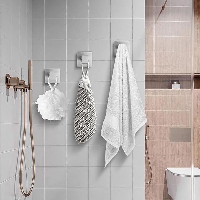 Towel Hooks for Bathrooms, Heavy Duty Wall Mounted Stainless Steel Modern Hook, 2 Pack – Ideal for Hanging Towels, Robes, Coats, in Kitchen, Bedroom, Bathroom, or Hotel (2, Brushed Nickel)