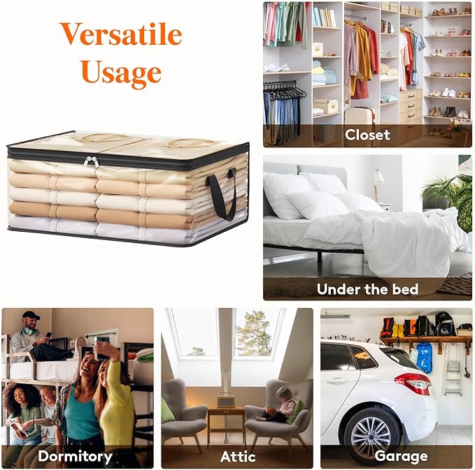 Lifewit 8 Pack Clear Clothes Storage Bags, 35L Plastic Vinyl Foldable Moving Bags with Zipper and Reinforced Handles, Closet Organizers and Storage Containers for Blanket, Sweaters, Coats, T-shirts