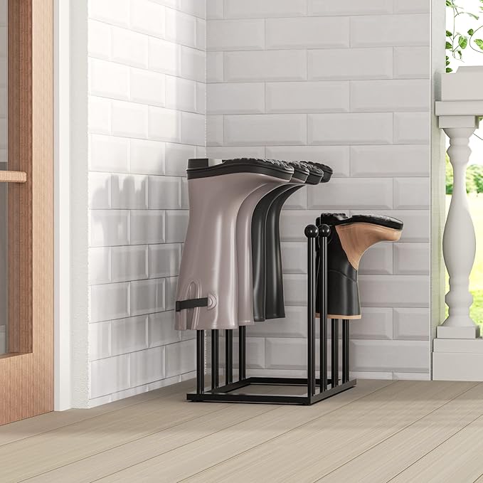 pickpiff Free Standing Shoe Racks - Black Metal Boot Rack, Shoe Organizer for Dorm Room, Closet, Entryway, Bedroom, Patio Outdoor, Hallway, Black Shoe Rack Organizer, Shoe Storage Fit for 4 Pairs