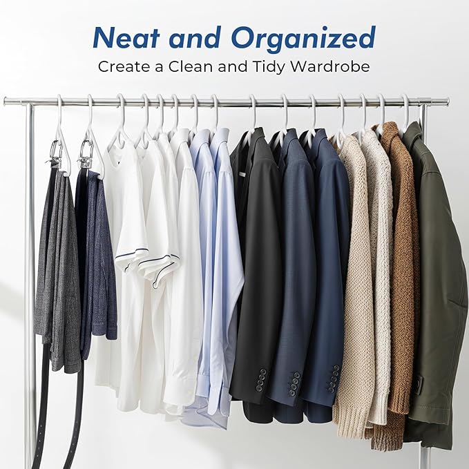 HOUSE DAY Quality Plastic Clothes Hangers 38 Pack – Super Heavy Duty 20lb Capacity Thick Strong Closet Hangers White for Adult Clothing – Durable for Coats, Jackets, Jeans, Pants