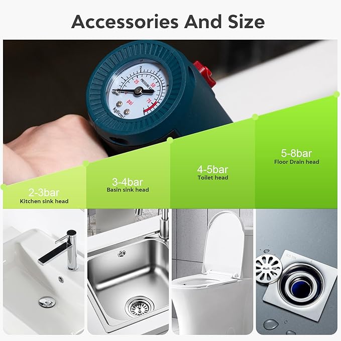 Electric Toilet Plunger - Toilet Plungers for Bathroom, Floor Drain, Sewer, Kitchen Pipes，High-Pressure Home Toilet Clog Remover