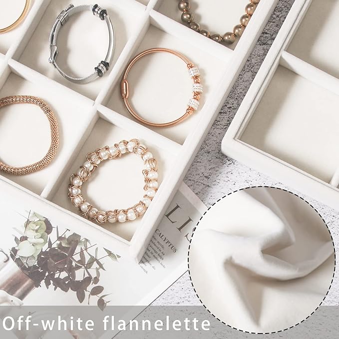 Coward 2PC Stackable 12 Grids Jewelry Organizer Tray Bracelet Display Stand for Selling Velvet Necklace Holder Earring Box Storage (12grid+12grid)