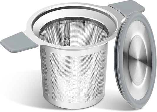 Ohtomber Tea Infuser Strainers, Stainless Steel Loose Leaf Tea Strainer Stepper with Heat Proof Double Handles, Extra Fine Mesh Ball Infusers, Diffuser Holder Filter for Mugs