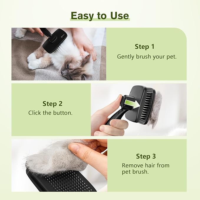Pecute Self-Cleaning Slicker Brush for Dogs, Cats, Lightweight Dog Brush for Shedding Massaging Grooming, Cat Brush Gently Removes Loose Fur Undercoat for Small Dogs Cats Rabbits of All Hair Types