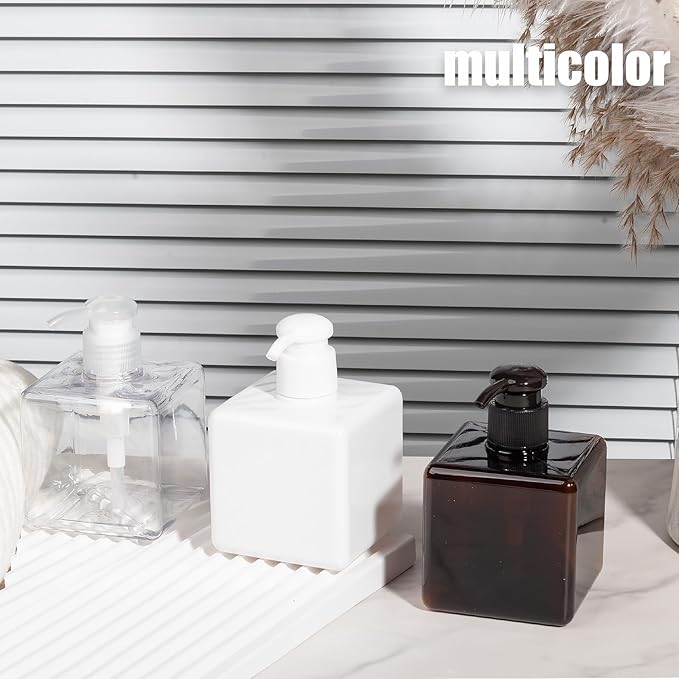 Pump Bottle, Refillable Plastic Empty Lotion Soap Dispenser Liquid Container for Bathroom Shampoo and Body Wash, 8.5oz/250ml White 2 Pack