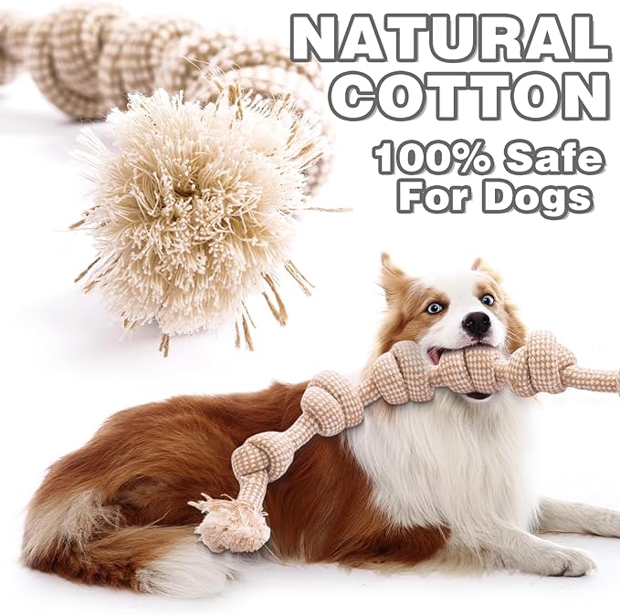 Dog Rope Toy, Rope Toys for Dogs Aggressive Chewers, for Large Dogs for Cleaning Teeth, Bite Resistant, 4 Pack