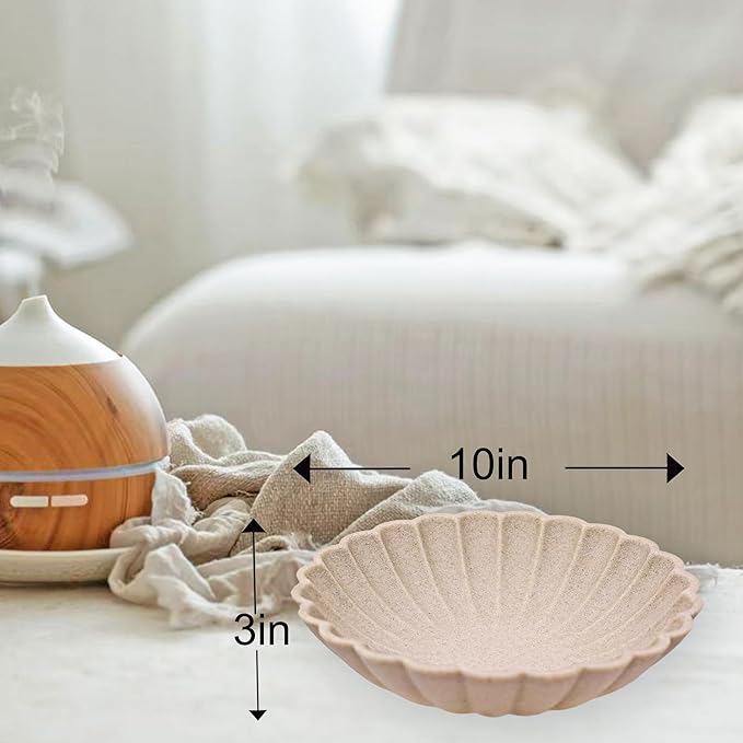 Ocean-Inspired Scallop Decorative Bowl, Fruit Bowl Home Decor, Key Bowls Entryway Decor, Coffee Table Tray, Handmade Non-Slip Decorative Tray with Coastal Charm (Frosted clay)