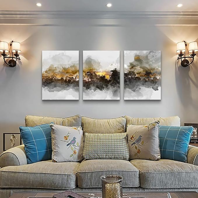 Wall Art For Living room Black and white abstract painting bathroom Wall Decor for bedroom artwork Painting 16" x 24" 3 Pieces Canvas Prints Decor Modern Salon kitchen office Home decorations picture