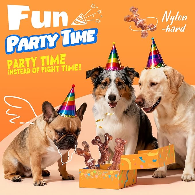 Dog Toys for Aggressive Chewers: Gift Box with 3 Pack Dog Chew Toys, Indestructible Dog Toy for Large Dogs Birthday, Tough Dog Toys to Keep Them Busy, Chew Toys for Dogs, Bacon Flavor