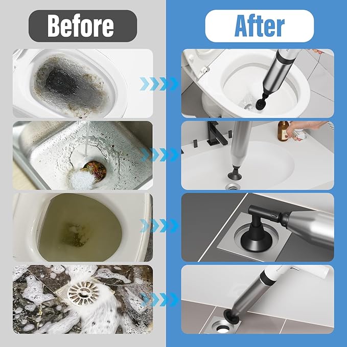 Electric Toilet Plunger,Unclog In One Shot,Remover For Bathroom,Kitchen Pipes Clog,High Pressure Air Plungers For Bathroom Heavy Duty