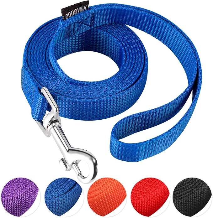 AMAGOOD 6 FT Puppy/ Dog Leashes, Traditional Style Leash with Easy to Use Collar Hook, Great for Small, Medium and Large Dogs (3/4 in x 6 ft, Pack of 1), Blue