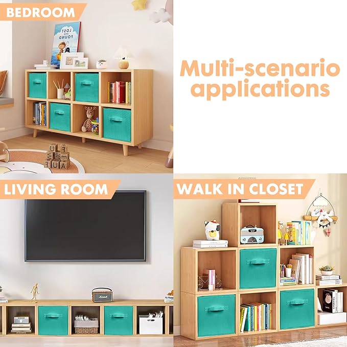 ShellKingdom Storage Bins, Foldable Fabric Storage Cubes And Cloth Storage Organizer Drawer For Closet And Toys, 6 Pack (Forest Green)