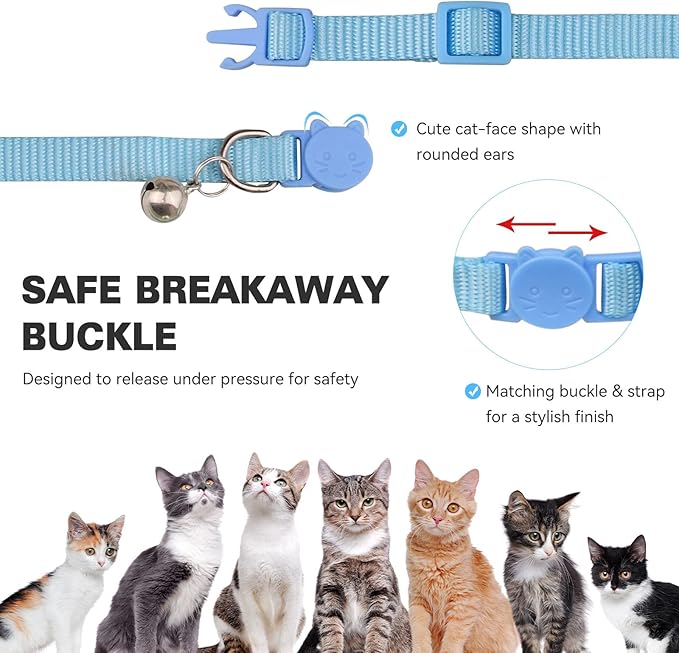 16 PCS Breakaway Cat Collars,Kitten Collar with Bell Cat Collars for Boy Girl Cats Breakaway Collar for Cats 6-9 Inch