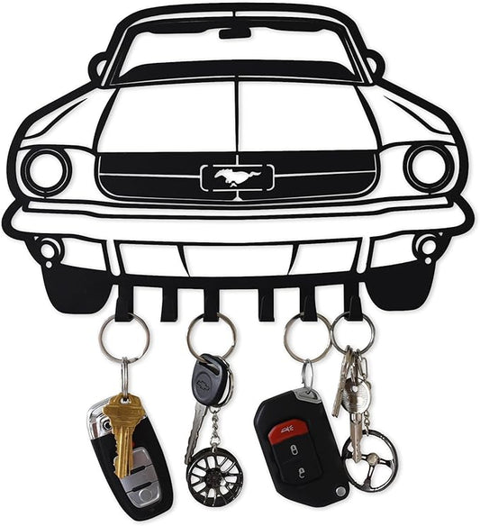 MOOH Metal Automotive Key Holder with 6 Hooks - Unique Wall Mounted Car Lovers Gifts for Men & Women - Cool Man Cave Decor