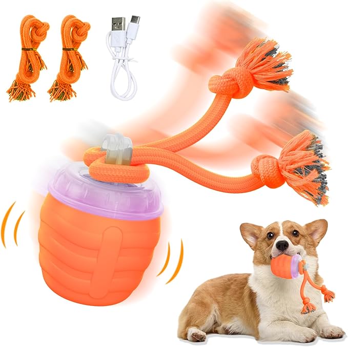 Interactive Dog Toys, [2025 Newly Upgraded] Motion Activated Rolling Squeaky Ball for Medium/Large Dogs, Automatic Moving Dogs Ball for Boredom, USB Rechargeable(Orange)