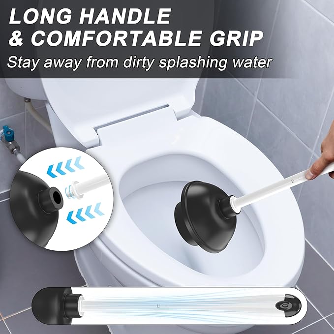 NEWE Toilet Brush and Plunger Set, 2 in 1 Toilet Plunger Heavy Duty, Toilet Brush and Holder with Hidden Tweezers, Toilet Bowl Brush for Bathroom Toilet