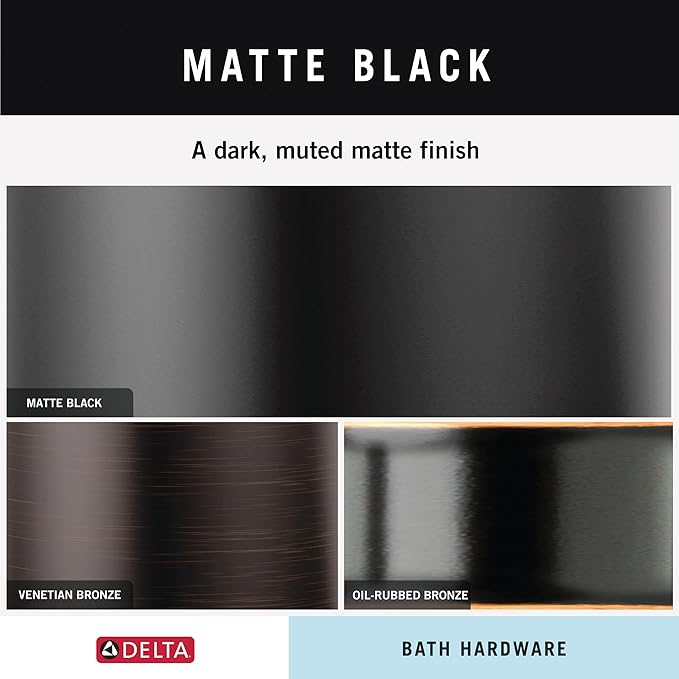 Delta Dansant (1-Pack) Towel Hooks Matte Black Double J Wall Mounted for Robes 2-Prong Holder, Bathroom Accessories DAN35-MB