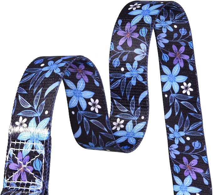Dog Collar and Leash Set with Bohemia Floral Tribal Geometric Patterns - Soft Ethnic Style Collar Adjustable for Small Medium Large Dogs(Blue Floral Set,XS)
