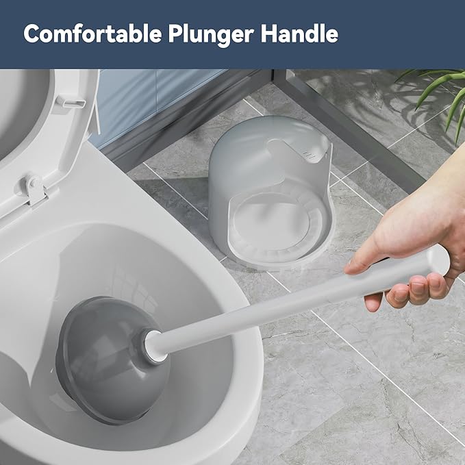 Toilet Plunger with Holder, Plunger with Holder for 5.3-inch Toilet Drain, Plungers for Bathroom with Holder, Toilet Plunger Heavy Duty (2, White)