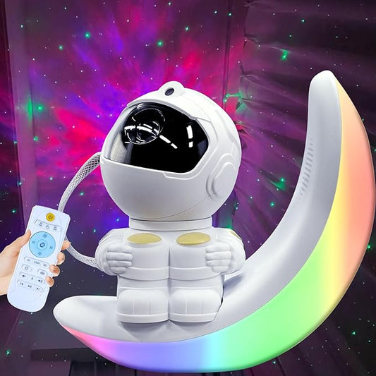 Astronaut Star Projector Galaxy Light, Built-in Speaker 360° Space Man Buddy Projector Sky LED Night Light Space Starlight Spaceman Lamp Gift with White Noise for Kids Adults Bedroom Ceiling Decor