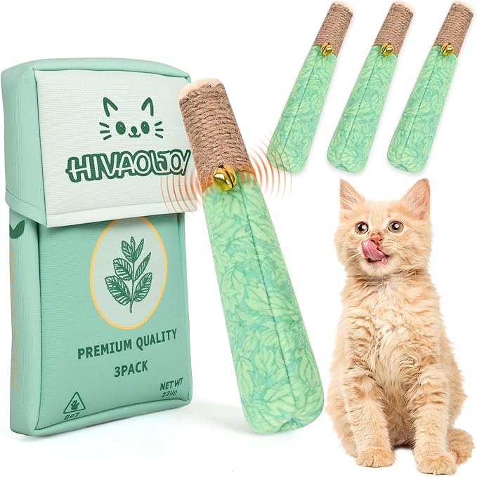 3 Pack Catnip Toys for Cats, Funny Cat Toys with Dental Rope & Fun Bell,100% Pure Organic Catnip Toys,Cat Chew Toy Bite-Resistant Kitten Teething Chew Toys,Anxiety Relief Cat Toys for Indoor Cats
