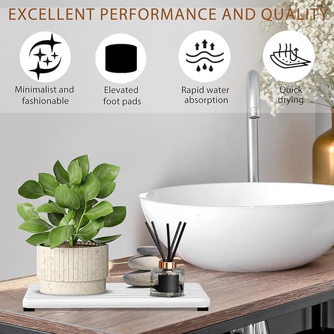 2PCS Water Absorbing Stone Tray, Fast Drying Stone Sink Tray, Water Absorbent Diatomite Trays, Stones Soap Trays, Diatomite Coasters for Kitchen Sink Bathroom Counter, Hand Soap Dish & Holders