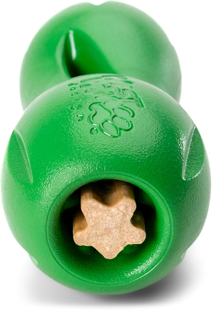 West Paw Qwizl Treat Dispensing Dog Toy for Tough Chewers- Durable Long Lasting Chew and Fetch Toy Keeps Dogs Engaged- Dishwasher Safe Safe Materials Made in USA - Clover Green, Large