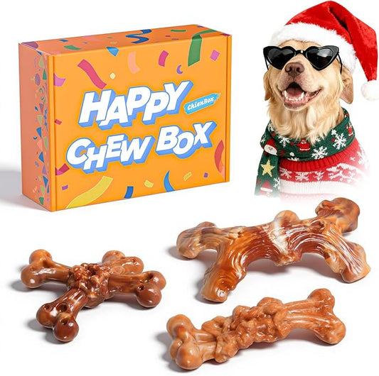 Dog Toys for Aggressive Chewers: Gift Box with 3 Pack Dog Chew Toys, Indestructible Dog Toy for Large Dogs Birthday, Tough Dog Toys to Keep Them Busy, Chew Toys for Dogs, Bacon Flavor 2595-2