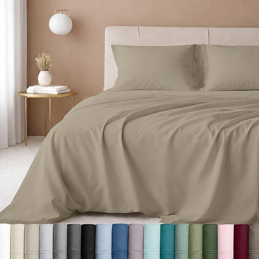California Design Den Luxury Twin Sheet Set - 100% Cotton, 600 Thread Count Deep Pocket Twin Sheets, Soft Hotel-Quality Bedding with Sateen Weave (Cool Taupe)