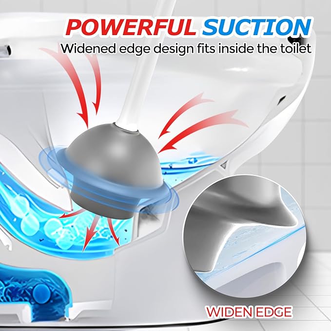 2Pack Toilet Plunger with Holder，Plungers for Bathroom with Holder, Toilet Plunger with Cover，Bathroom Plunger，Bathroom Decor，Toilet Bowl Cleaners,Bathroom Accessories，White(19inch)