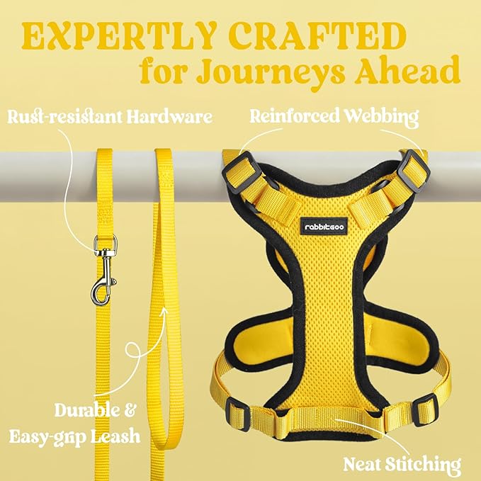 rabbitgoo Cat Harness and Leash for Walking, Escape Proof Soft Adjustable Vest Harnesses for Cats, Easy Control Breathable Reflective Strips Jacket, Yellow, XS