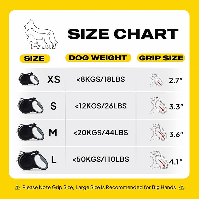 Fida Heavy Duty Retractable Dog Leash,16 ft Dog Walking Leash for Small Medium Dogs up to 44 lbs, Tangle Free. (Medium, Black)