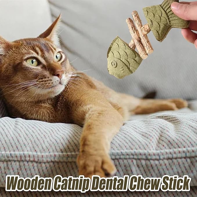 Fix Your Cat’s Dental Health, Creative Fish Bone Cat Toy – Wooden Catnip Teeth Cleaning Stick, Natural Fishbone Cat Dental Toy, Durable Feline Tooth Care Tool (3pcs-Mix)